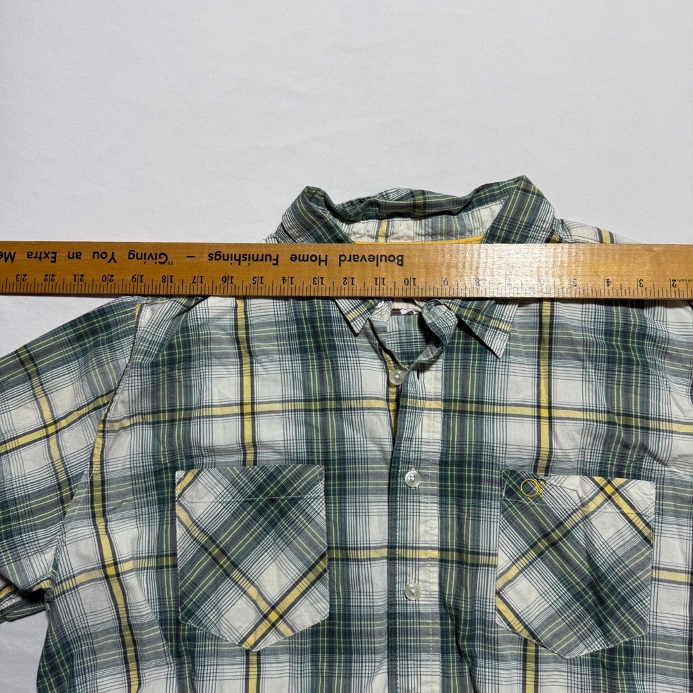 OP Ocean Pacific Mens XL Green Plaid Short Sleeve Button Up Shirt - Picture 5 of 11